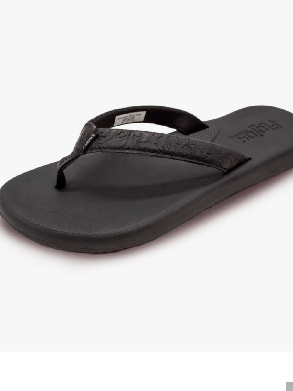 Flojos Black Floral-Textured Strap Flip Flop Sandal